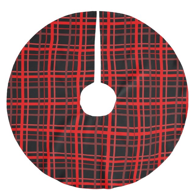Rot und Schwarz Kariert Polyester Weihnachtsbaumdecke (Vorderseite)