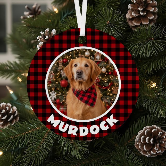 Rot und Schwarz Kariert Weihnachten Personalisiert Ornament Aus Metall (Von Creator hochgeladen)