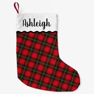 Rot und Schwarz Karo personalisierter Name Kleiner Weihnachtsstrumpf