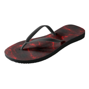Rot und schwarz Marmor Swirl Abstrakt Flip Flops