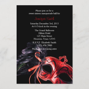 Rot und Schwarz Masquerade Sweet 16 Ball Einladung