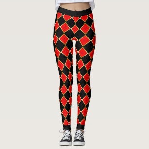 Rot und Schwarz mit Imitate Gold Kontur überprüft Leggings