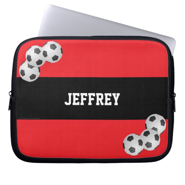 Rot und Schwarz, Name, Fußballball-Computer Laptopschutzhülle (Vorderseite)