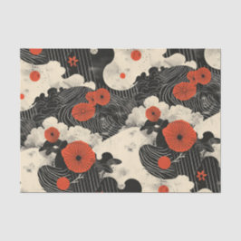 Rot und Schwarz Oriental Seidenpapier