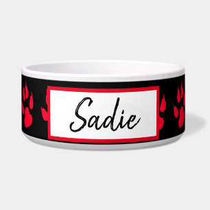 Rot und schwarz Paw Print Dog's Food Napf