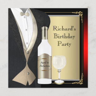 Rot und Schwarz - Perfektion Geburtstagsparty Einladung