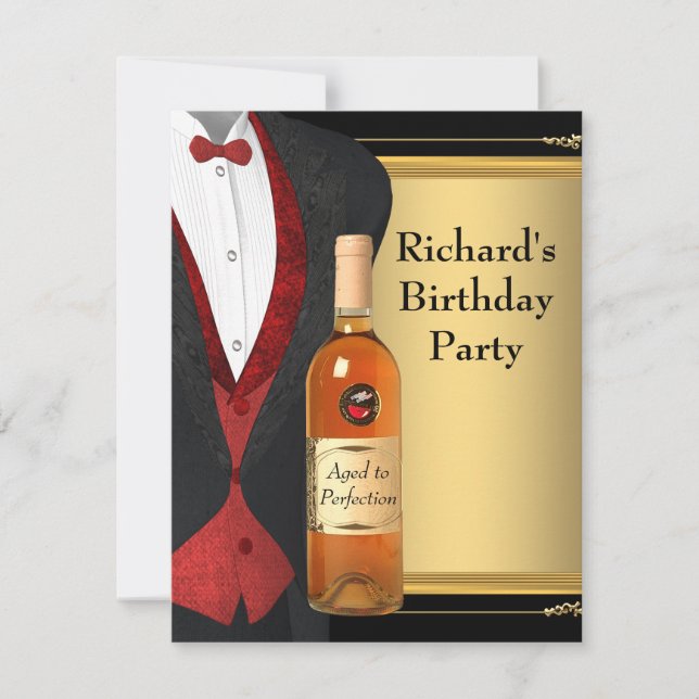 Rot und Schwarz - Perfektion Geburtstagsparty Einladung (Vorderseite)