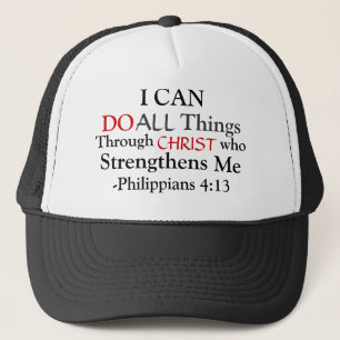 Rot und Schwarz PHILIPPIANS 4:13 Truckerkappe