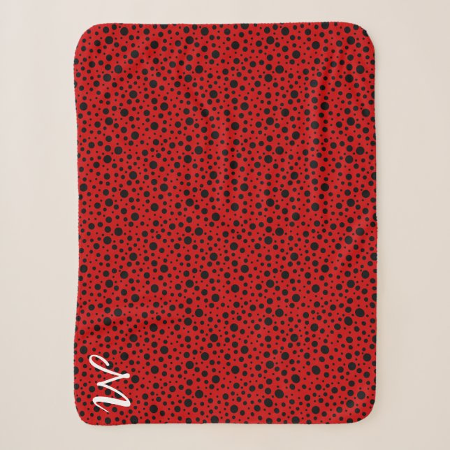 Rot und schwarz Polka Punkte lustige Ladybug Sherpadecke (Vorderseite)