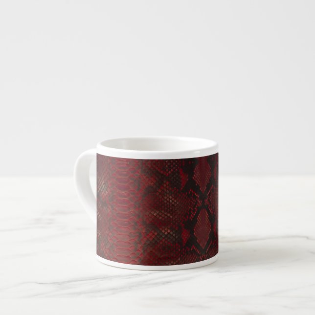 Rot und Schwarz-Python-Print Espressotasse (Vorderseite Links)