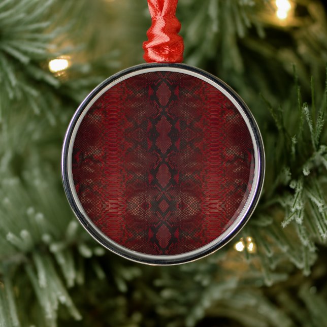 Rot und Schwarz-Python-Print Ornament Aus Metall (Baum)