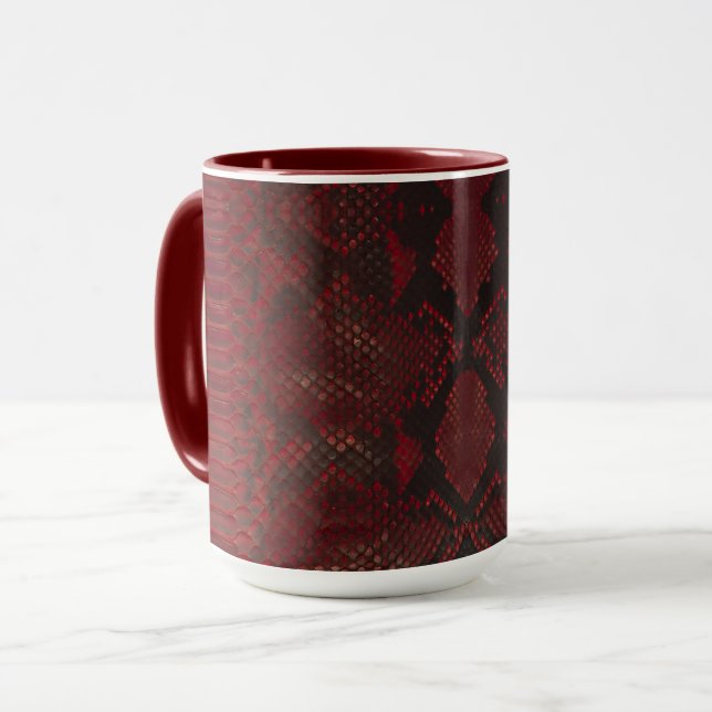 Rot und Schwarz-Python-Print Tasse (Vorderseite Links)