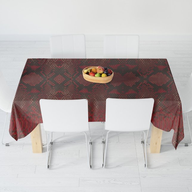 Rot und Schwarz-Python-Print Tischdecke (Red and Black Python Print Tablecloth by Looly Elzayat
)