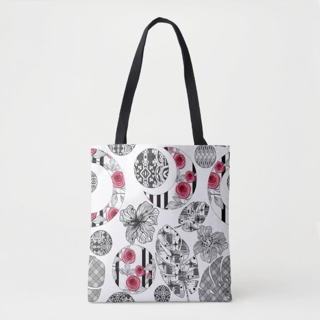Rot und Schwarz, Quilt, Patchwork, rustikal, moder Tasche (Vorderseite)