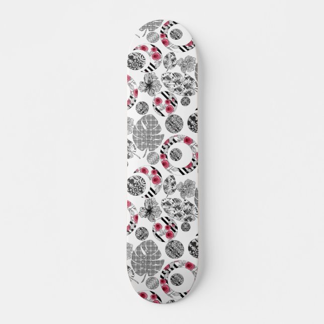 Rot und Schwarz, Quilt, Patchwork Skateboard (Vorne)