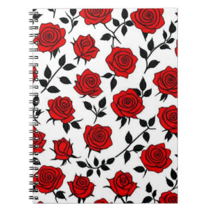 Rot und Schwarz Rose SpiralNotebook Notizblock