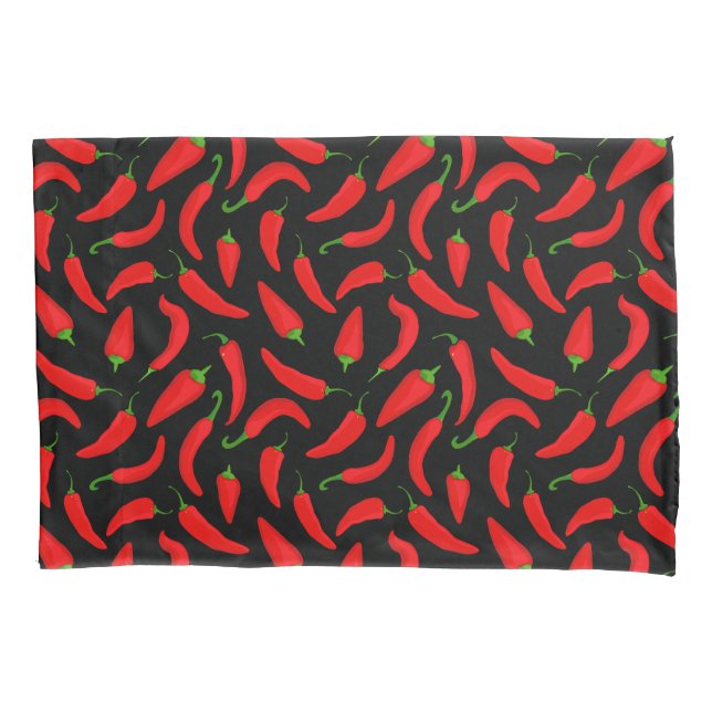 Rot und schwarz-scharf Chili Pepper Gemustert Kissenbezug (Vorderseite)