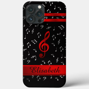 Rot und Schwarz, silberne Musiknoten OtterB Case-Mate iPhone Hülle