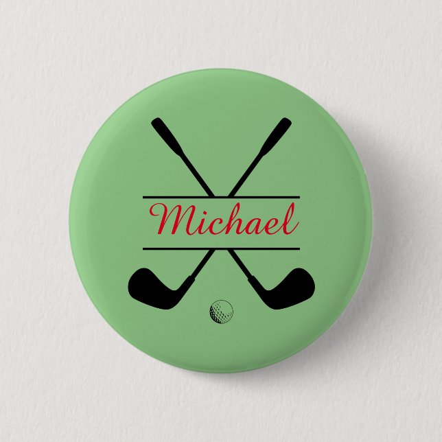 Rot und Schwarz Stillogos und Name Golf Player Button (Vorderseite)