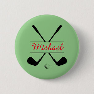Rot und Schwarz Stillogos und Name Golf Player Button