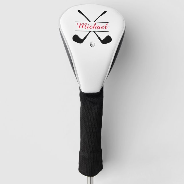Rot und Schwarz Stillogos und Name Golf Player Golf Headcover (Vorderseite)