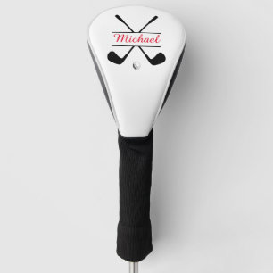 Rot und Schwarz Stillogos und Name Golf Player Headcover