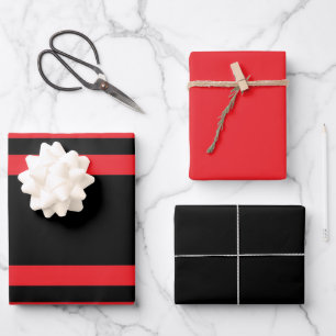 Rot und Schwarz Stilvoll Geschenkpapier Set