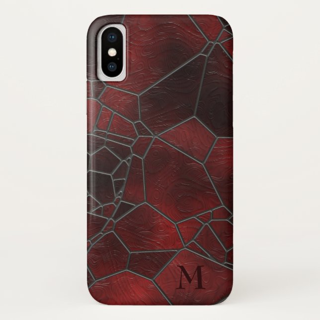 Rot- und Schwarz-Texturglas Case-Mate iPhone Hülle (Rückseite)