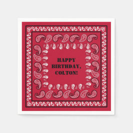 Rot und Schwarz Western Bandana Print Geburtstagsp Serviette