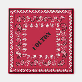 Rot und Schwarz Western Paisley Bandana Personalis Magnet