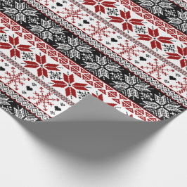 Rot und Schwarz Winter Messe Isle Pattern Geschenkpapier