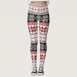 Rot und Schwarz Winter Messe Isle Pattern Leggings