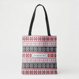 Rot und Schwarz Winter Messe Isle Pattern Tasche