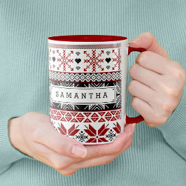 Rot und Schwarz Winter Messe Isle Pattern Tasse
