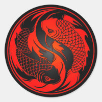 Rot und Schwarz Yin Yang Koi Fisch
