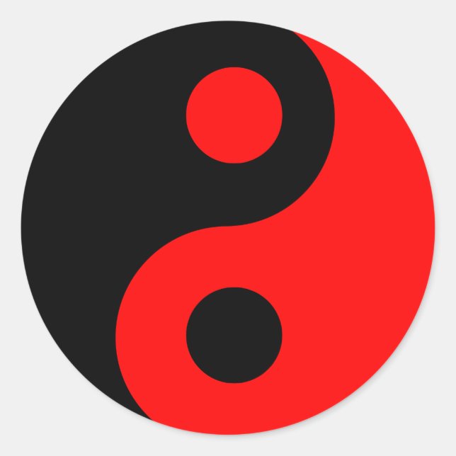 Rot und Schwarz Yin Yang Runder Aufkleber (Vorderseite)