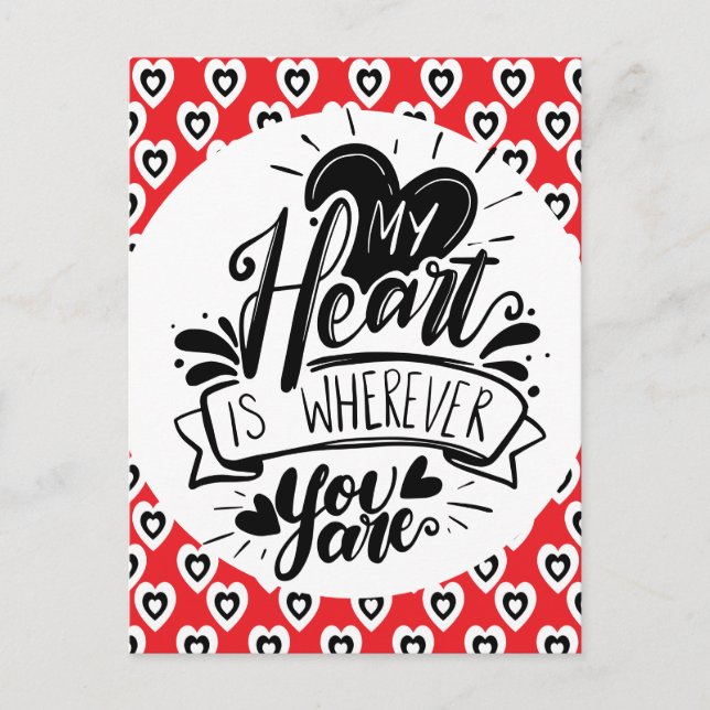 Rot und Schwarze Herzen Zitat Valentinstag    Postkarte (Vorderseite)