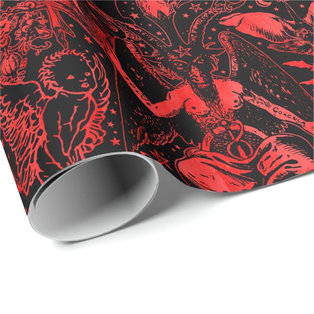 Rot und Schwarzer Teufel Gothic Viktorianisch Goth Geschenkpapier (Rolleneckpunkt)