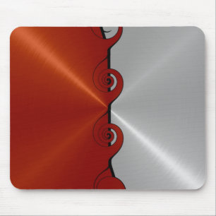 Rot und silber Edelstahl Metallwirbel Mousepad