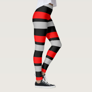 Rot und Silber horizontal gestreift Leggings