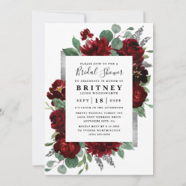 Rot und Silver Country Burgund Rose Brautparty Einladung