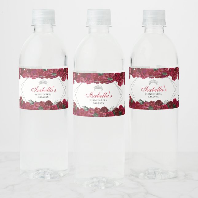 Rot und Silver Floral Quinceanera (Flaschen)