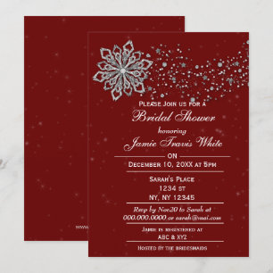 Rot und Silver Winter Brautparty laden ein Einladung