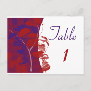 Rot- und Violettblatt-Design-Tischnummer Postkarte
