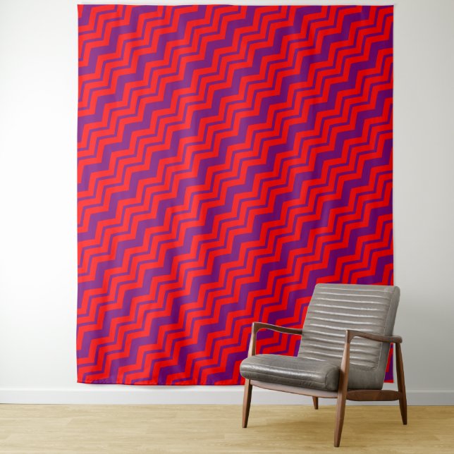 Rot und violettes Chevron-Musterdesign  Wandteppich (Beispiel)