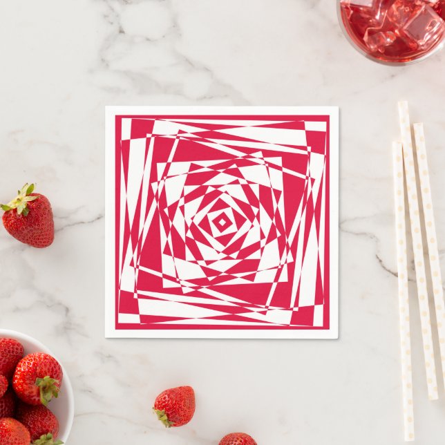 Rot und Weiß Abstrakt Napkins - Moderne Illusion Serviette (Beispiel)