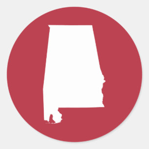 Rot und Weiß Alabama Runder Aufkleber