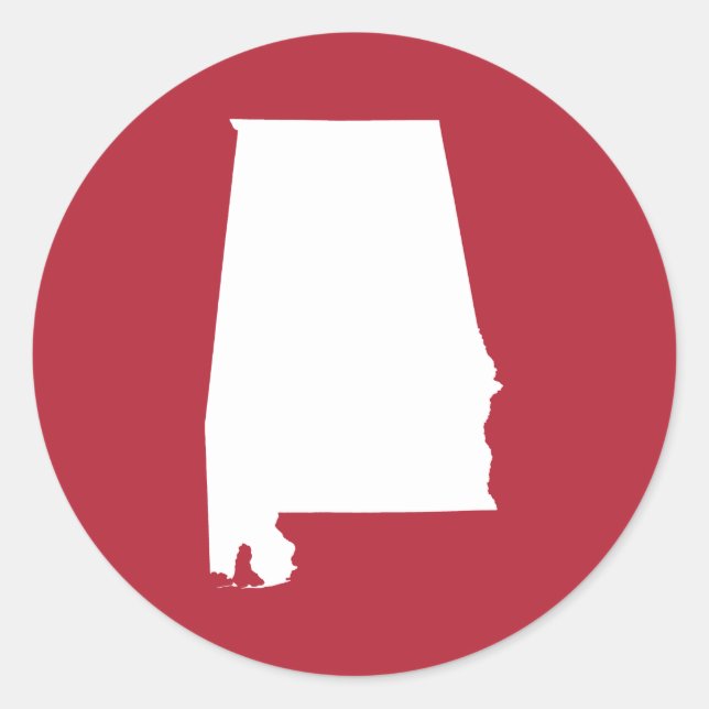Rot und Weiß Alabama Runder Aufkleber (Vorderseite)