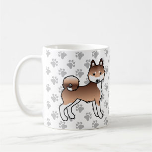 Rot und Weiß Alaskan Klee Kai Niedliche Hunde und Kaffeetasse