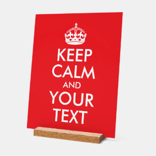Rot und Weiß Behalten Ruhe und Ihr Text Acrylschild